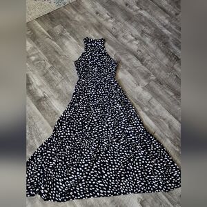 Elegant Black and White Polka Dot Dress